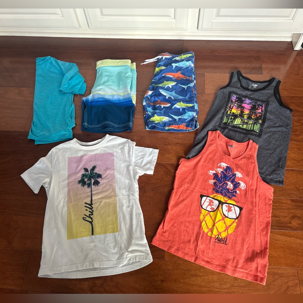 Boys size 10/12 summer lot bundle swim trunks tank Old Navy